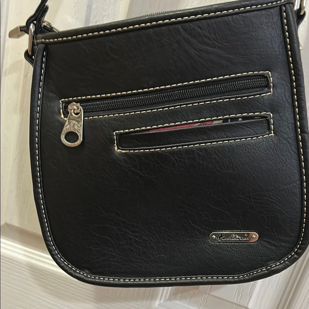 Montana West Black Crossbody Bag with Embroidered Patterns - Picture 3 of 5